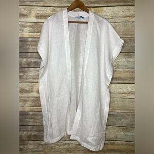 White Open-Front Cardigan with Cap Sleeves